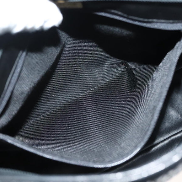 BALLY Quilted Chain Shoulder Bag Leather Black Gold Auth 133395