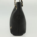 BALLY Quilted Chain Shoulder Bag Leather Black Gold Auth 133395-3