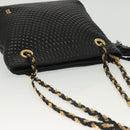 BALLY Quilted Chain Shoulder Bag Leather Black Gold Auth 133395-6