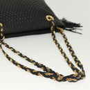 BALLY Quilted Chain Shoulder Bag Leather Black Gold Auth 133395-7