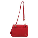 BALLY Quilted Chain Shoulder Bag Leather Red Gold Auth 133396-1