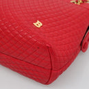BALLY Quilted Chain Shoulder Bag Leather Red Gold Auth 133396-8