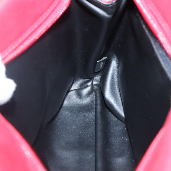 BALLY Quilted Chain Shoulder Bag Leather Red Gold Auth 133396