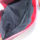 BALLY Quilted Chain Shoulder Bag Leather Red Gold Auth 133396-21