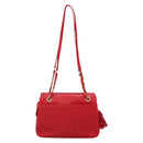 BALLY Quilted Chain Shoulder Bag Leather Red Gold Auth 133396-2