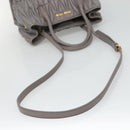 Miu Miu Matelasse Hand Bag Leather 2way Gray Gold Auth 133400-9