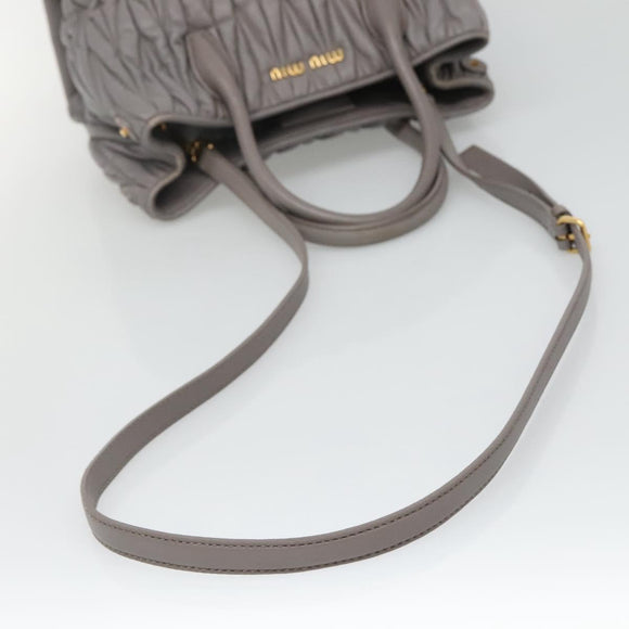 Miu Miu Matelasse Hand Bag Leather 2way Gray Gold Auth 133400