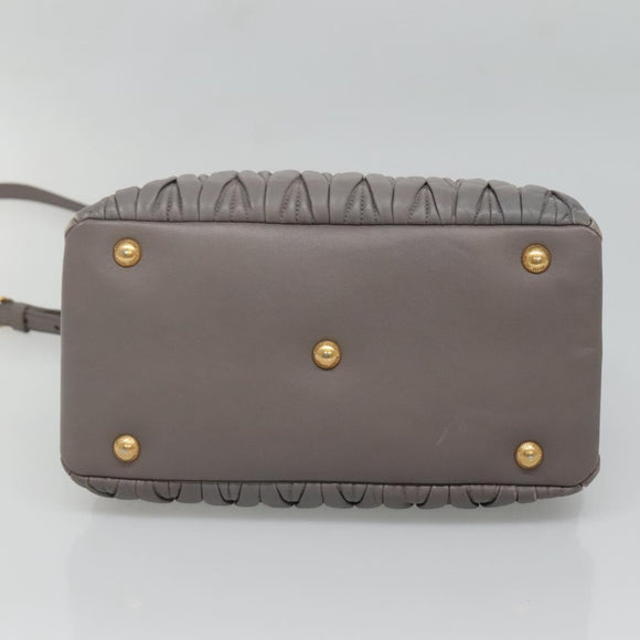 Miu Miu Matelasse Hand Bag Leather 2way Gray Gold Auth 133400