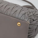 Miu Miu Matelasse Hand Bag Leather 2way Gray Gold Auth 133400-16