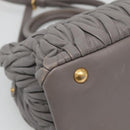 Miu Miu Matelasse Hand Bag Leather 2way Gray Gold Auth 133400-18