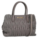 Miu Miu Matelasse Hand Bag Leather 2way Gray Gold Auth 133400-1