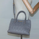 Miu Miu Matelasse Hand Bag Leather 2way Gray Gold Auth 133400-26