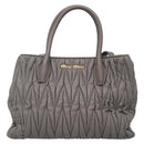 Miu Miu Matelasse Hand Bag Leather 2way Gray Gold Auth 133400-13