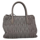 Miu Miu Matelasse Hand Bag Leather 2way Gray Gold Auth 133400-2