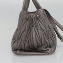 Miu Miu Matelasse Hand Bag Leather 2way Gray Gold Auth 133400-3