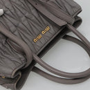 Miu Miu Matelasse Hand Bag Leather 2way Gray Gold Auth 133400-7