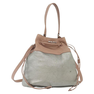 Miu Miu Hand Bag Leather 2way Pink Silver Auth 133403