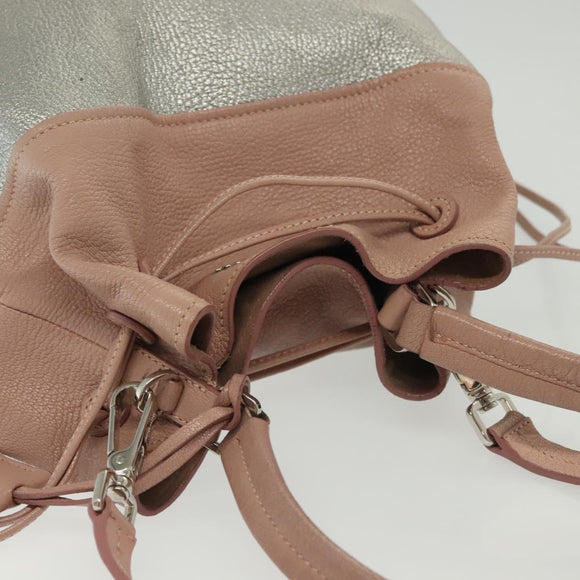 Miu Miu Hand Bag Leather 2way Pink Silver Auth 133403