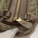 Salvatore Ferragamo Hand Bag Leather Gray Gold Auth 133404-18