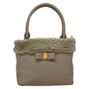 Salvatore Ferragamo Hand Bag Leather Gray Gold Auth 133404-13