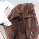 Salvatore Ferragamo Hand Bag Leather Gray Gold Auth 133404-22