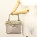 Salvatore Ferragamo Hand Bag Leather Gray Gold Auth 133404-24