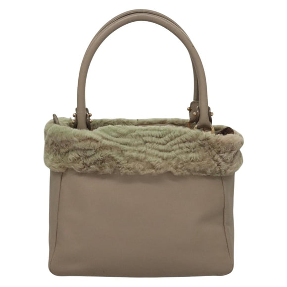 Salvatore Ferragamo Hand Bag Leather Gray Gold Auth 133404