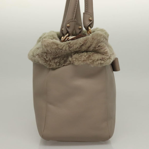 Salvatore Ferragamo Hand Bag Leather Gray Gold Auth 133404