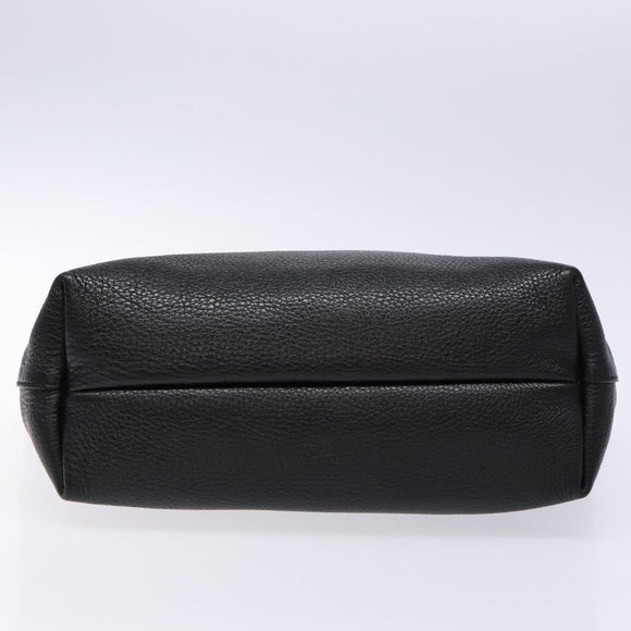 Salvatore Ferragamo Gancini Hand Bag Leather Black Silver Auth 133405