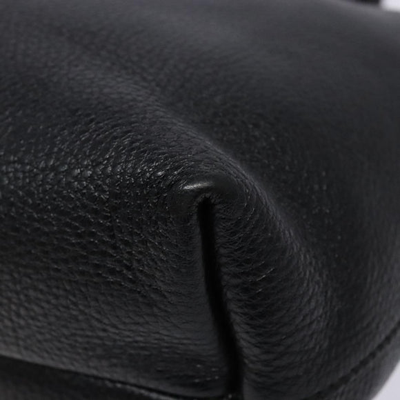 Salvatore Ferragamo Gancini Hand Bag Leather Black Silver Auth 133405