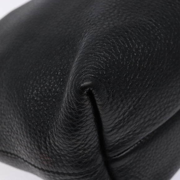 Salvatore Ferragamo Gancini Hand Bag Leather Black Silver Auth 133405