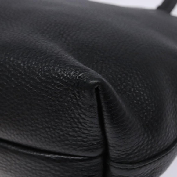 Salvatore Ferragamo Gancini Hand Bag Leather Black Silver Auth 133405