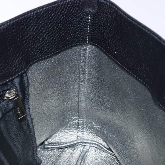 Salvatore Ferragamo Gancini Hand Bag Leather Black Silver Auth 133405