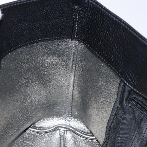 Salvatore Ferragamo Gancini Hand Bag Leather Black Silver Auth 133405