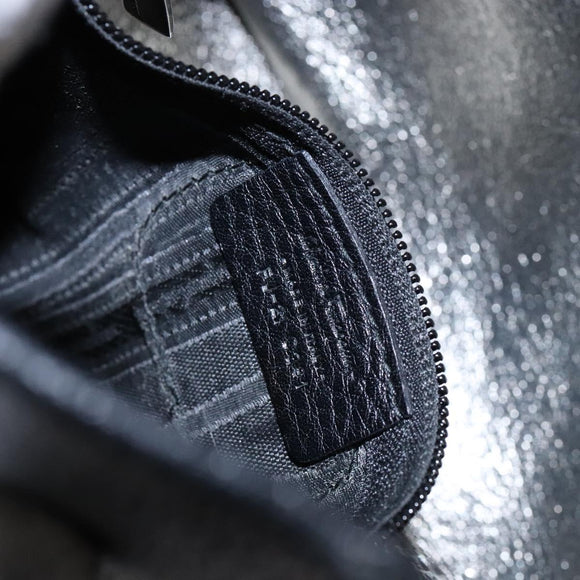 Salvatore Ferragamo Gancini Hand Bag Leather Black Silver Auth 133405