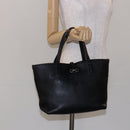 Salvatore Ferragamo Gancini Hand Bag Leather Black Silver Auth 133405-23