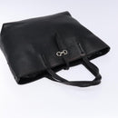 Salvatore Ferragamo Gancini Hand Bag Leather Black Silver Auth 133405-7