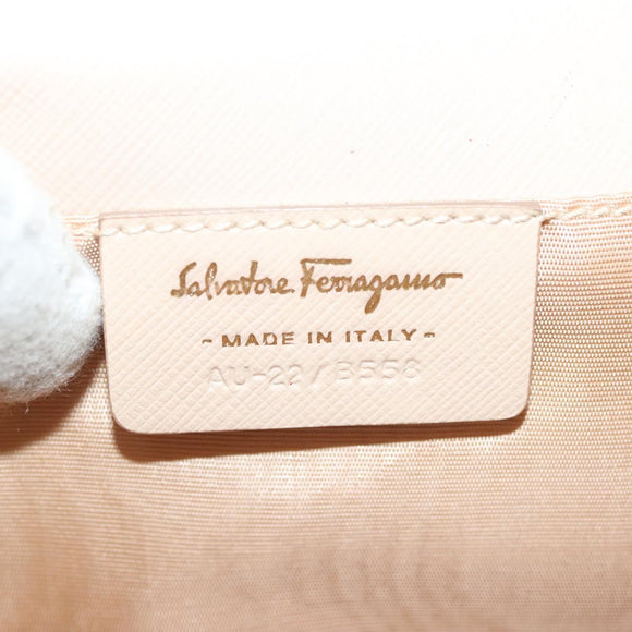 Salvatore Ferragamo Chain Vala Shoulder Bag Leather Beige Gold Auth 133406