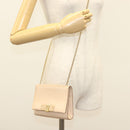 Salvatore Ferragamo Chain Vala Shoulder Bag Leather Beige Gold Auth 133406-22