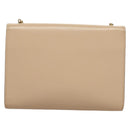 Salvatore Ferragamo Chain Vala Shoulder Bag Leather Beige Gold Auth 133406-3