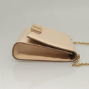 Salvatore Ferragamo Chain Vala Shoulder Bag Leather Beige Gold Auth 133406-4