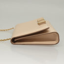 Salvatore Ferragamo Chain Vala Shoulder Bag Leather Beige Gold Auth 133406-5