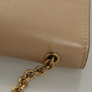 Salvatore Ferragamo Chain Vala Shoulder Bag Leather Beige Gold Auth 133406-7