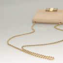 Salvatore Ferragamo Chain Vala Shoulder Bag Leather Beige Gold Auth 133406-8