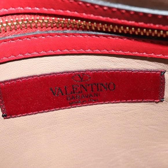 VALENTINO Shoulder Bag Leather Red Gold Auth 133407