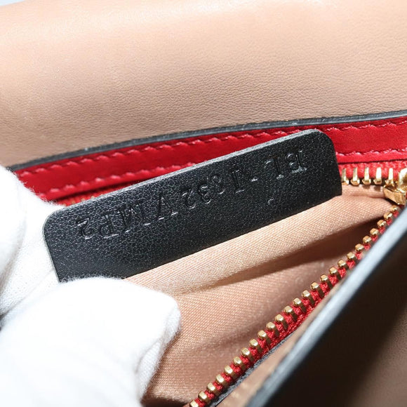 VALENTINO Shoulder Bag Leather Red Gold Auth 133407