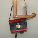 VALENTINO Shoulder Bag Leather Red Gold Auth 133407-25