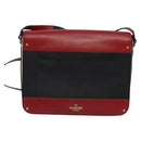 VALENTINO Shoulder Bag Leather Red Gold Auth 133407-2