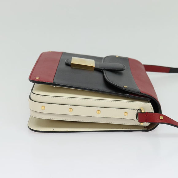 VALENTINO Shoulder Bag Leather Red Gold Auth 133407