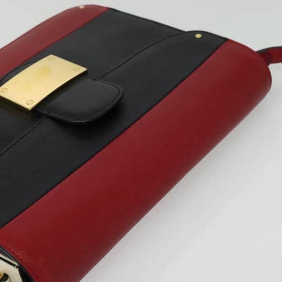 VALENTINO Shoulder Bag Leather Red Gold Auth 133407